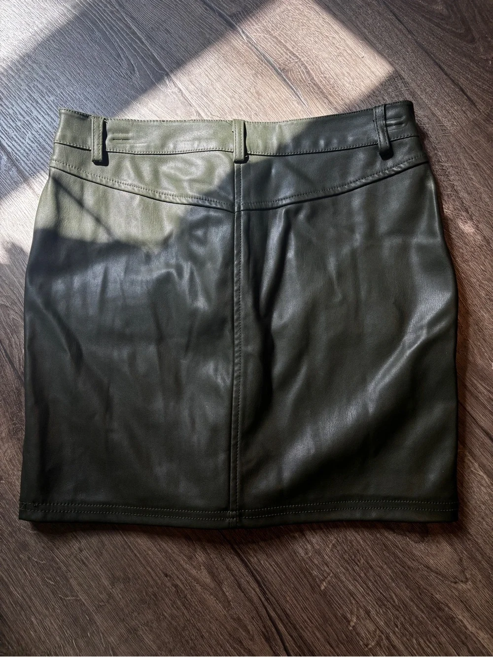 Love Tree Olive Faux Leather Cargo Mini Skirt